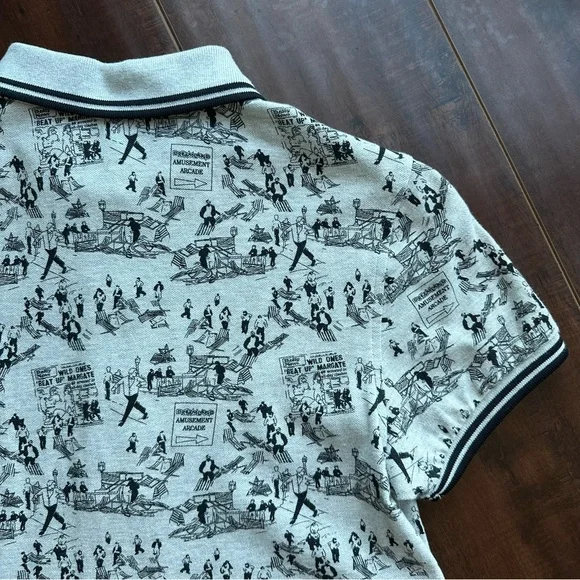 SOLD - FRED PERRY Dreamland Amusement Arcade Heather Grey Polo Sz US6 - Picture 8 of 9
